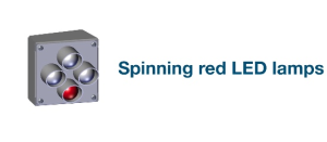 6. Spinning red LED lamps